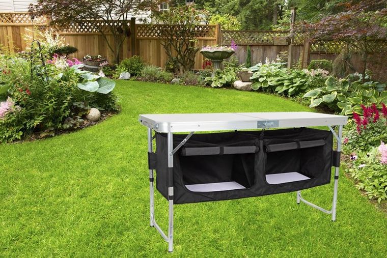 Enero Camp, składany stolik turystyczny, z szafą, 120-47-70/62/54 cm