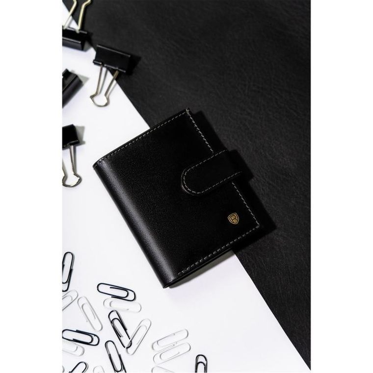 Etui na dokumenty, czarne, skórzane, Rovicky