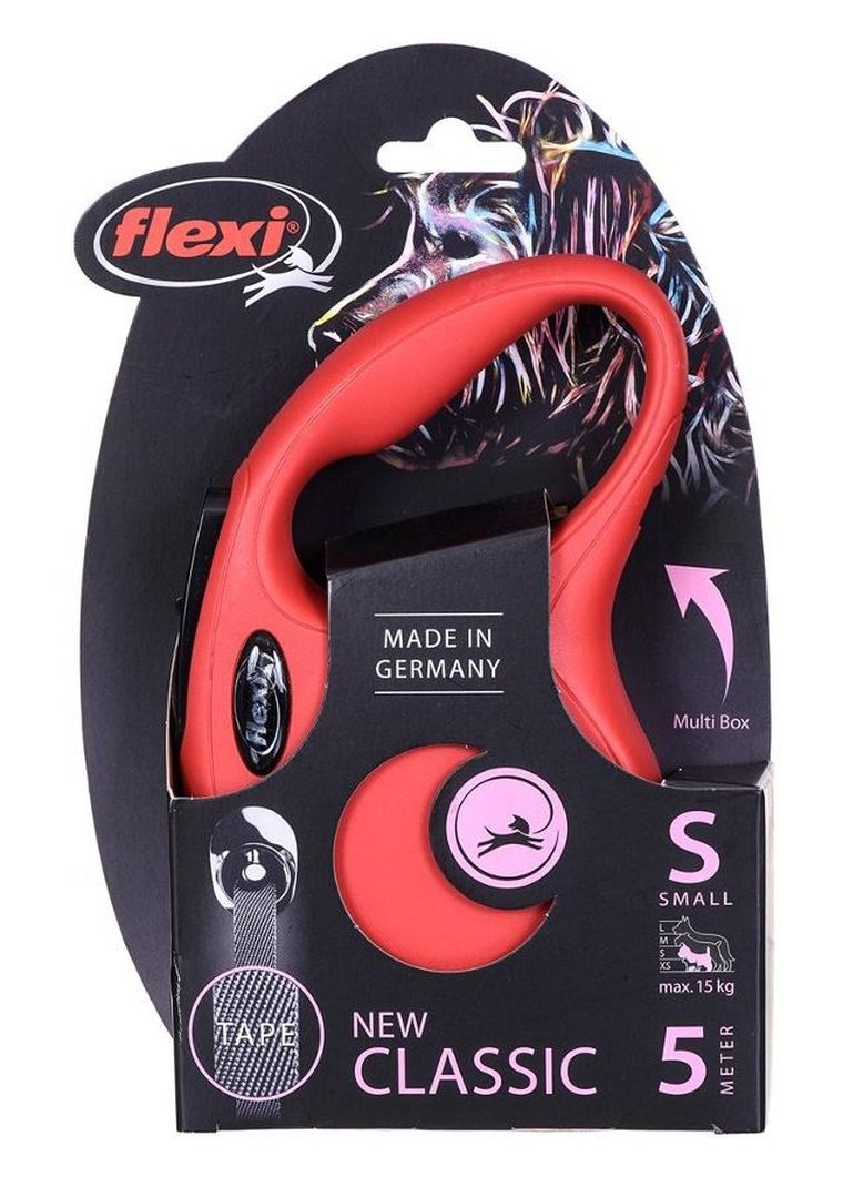 Flexi, New Classic, smycz, rozmiar S, czerwona, 5m, do 15kg