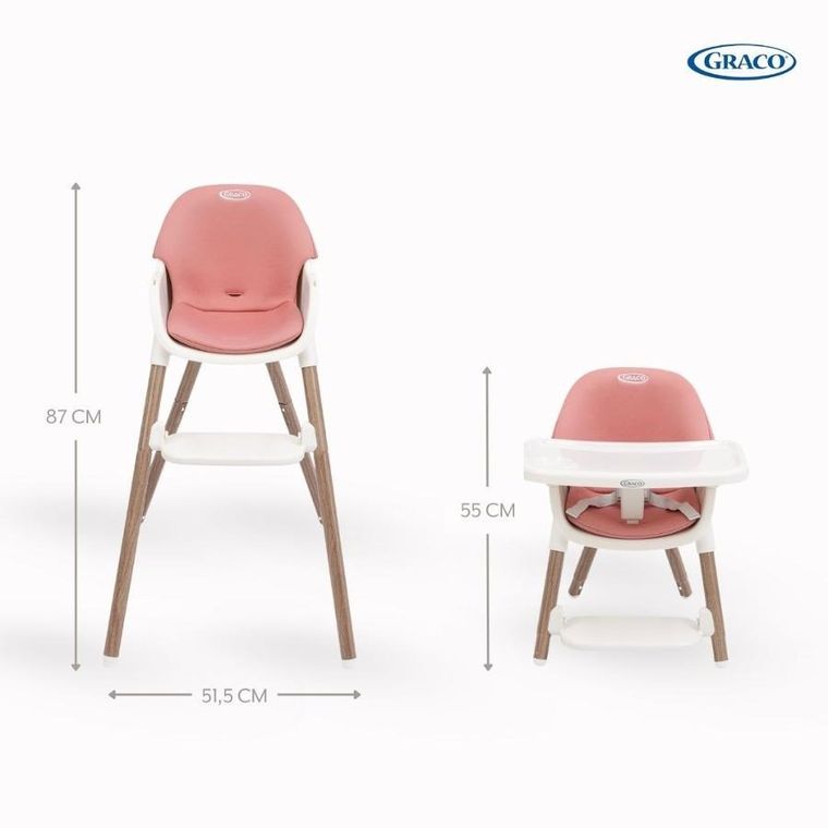 Graco, Presti, krzesełko do karmienia 3w1, dusty rose