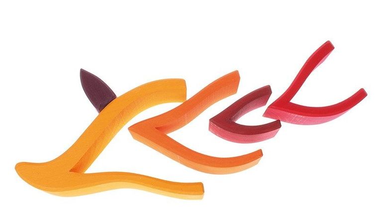 Grimm's, Ogień, układanka drewniana, czerwona, 1+