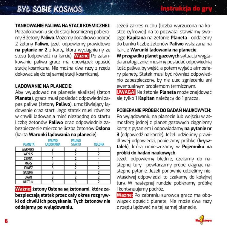 Hipokampus, Był sobie kosmos, gra familijna