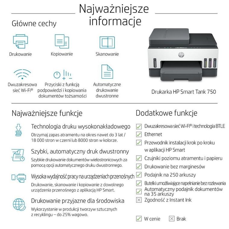 HP, Urządz. Wielof. Smart Tank 750 All-in-one 6uu47a