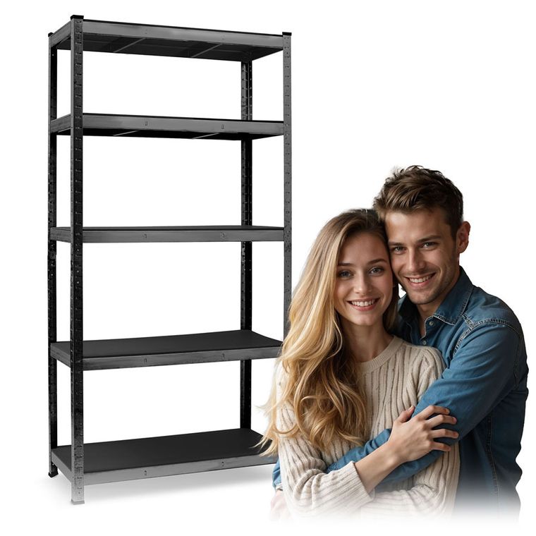 Humberg, regał metalowy magazynowy, czarny, 180-90-40 cm