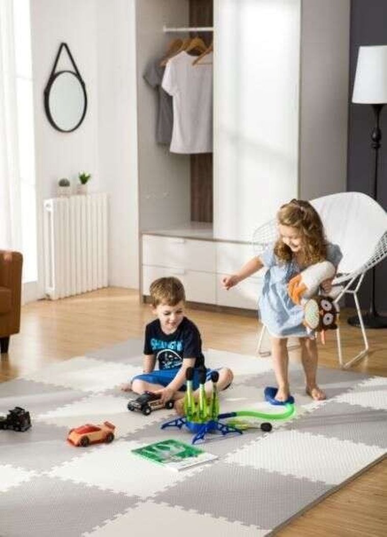 Humbi, mata piankowa, puzzle, biały, szary, 60-60 cm, 6 szt.