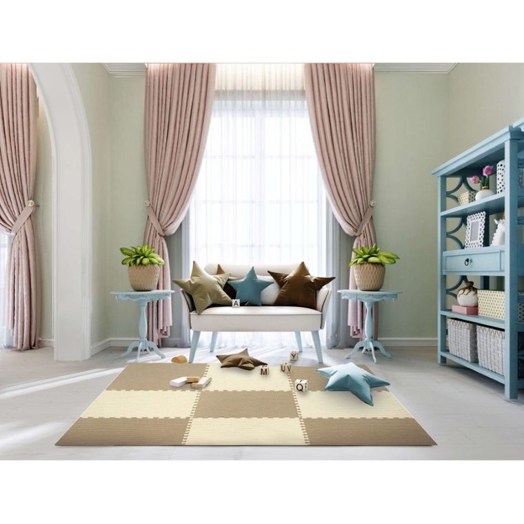 Humbi, mata piankowa, puzzle piankowe, kremowe, beżowe, 60-60 cm, 9 szt.