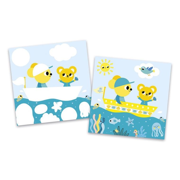 Janod, My arts & crafts, zestaw kreatywny, naklejki z filcu i magiczny pisak