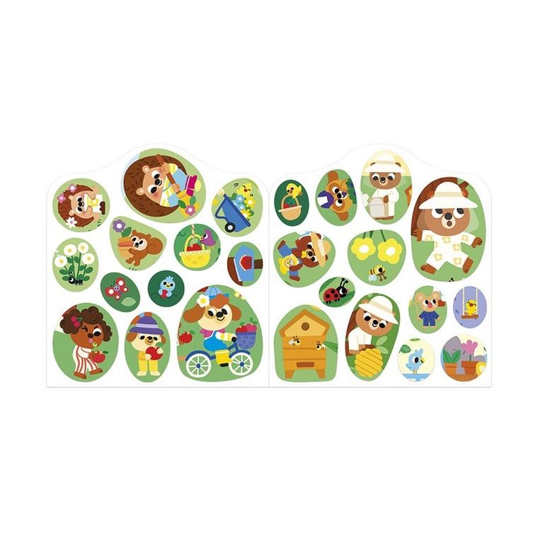 Janod, Ogród, książeczka do wyklejania, z naklejkami