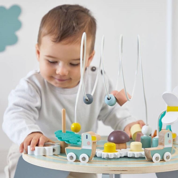 Janod, Sweet Cocoon, wielofunkcyjny stolik edukacyjny, drewniany z regulacją wysokości, Ogród