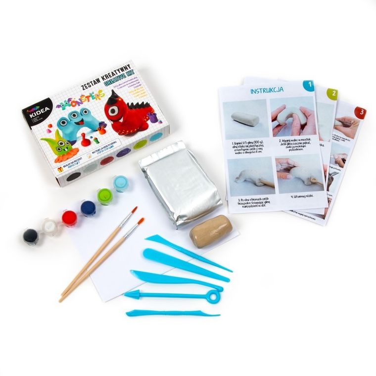 Kidea, glina samoutwardzalna, zestaw kreatywny, potwory