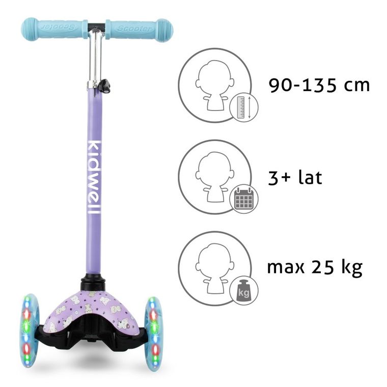 Kidwell, Uno, hulajnoga 3-kołowa LED, balansowa, kitty