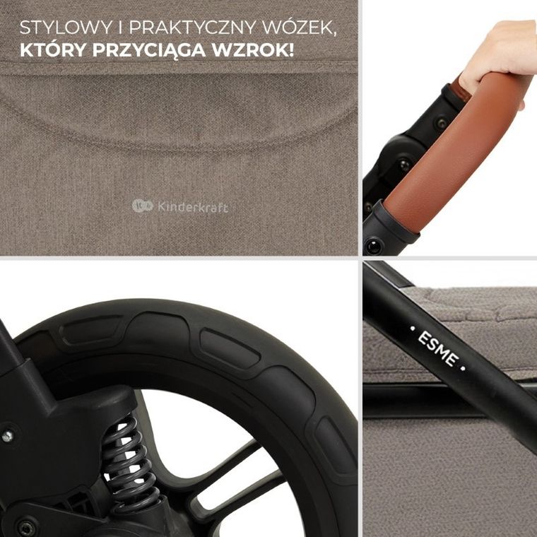 Kinderkraft, Esme, wózek wielofunkcyjny, 3w1, Sand Beige