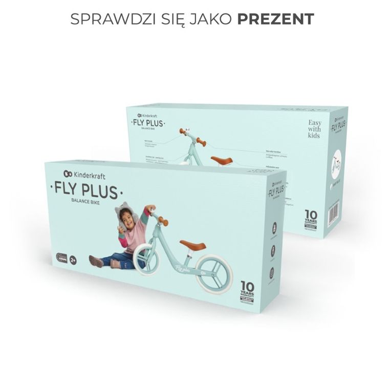 Kinderkraft, Fly Plus, rowerek biegowy, baby blue