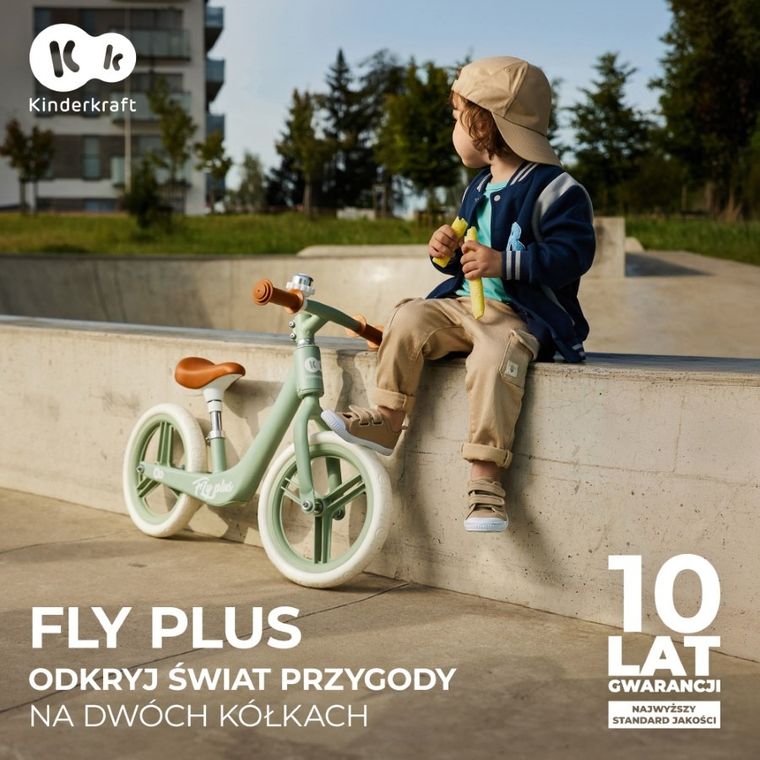 Kinderkraft, Fly Plus, rowerek biegowy, fresh mint