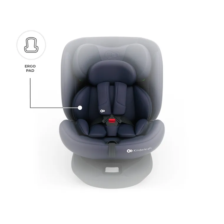 Kinderkraft, I-Grow 2 Plus, fotelik samochodowy, i-Size, navy, 40-150 cm