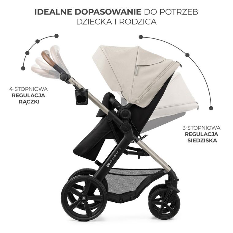 Kinderkraft, Moov 2, wózek wielofunkcyjny, 3w1, Moonlight Grey