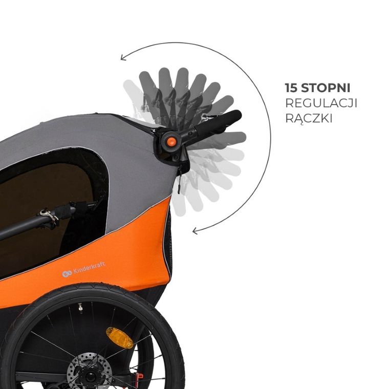 Kinderkraft, Nava, przyczepka rowerowa, wózek, sunny orange