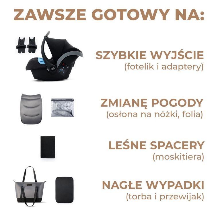 Kinderkraft, Prime 2, wózek wielofunkcyjny, 3w1, Shadow Grey