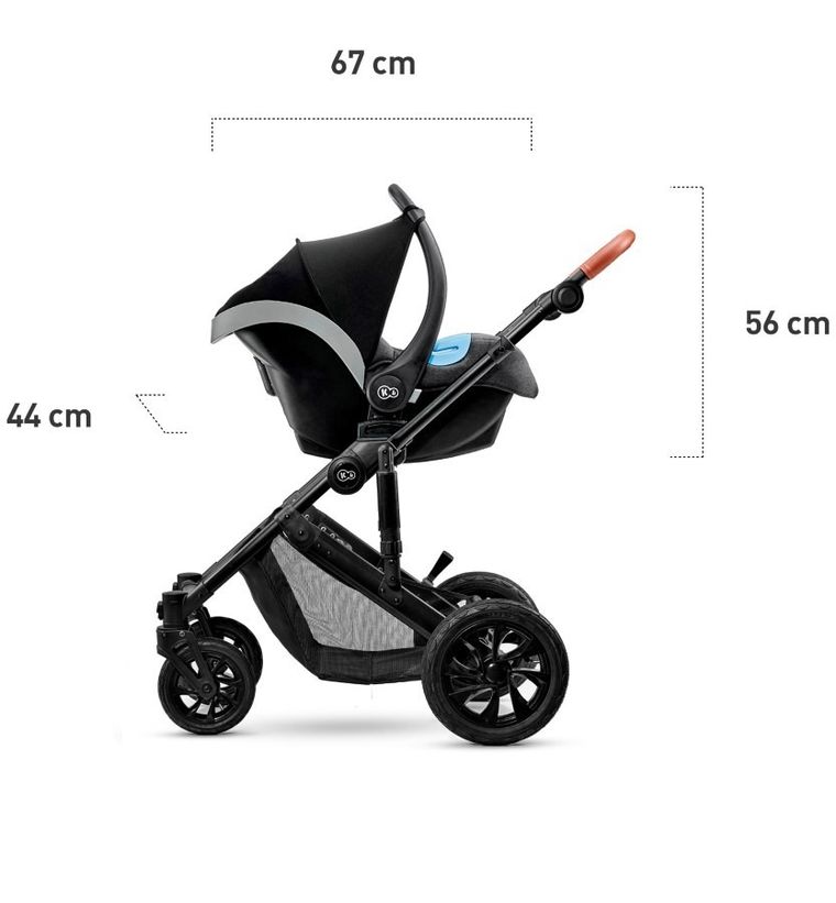 Kinderkraft, Prime, wózek wielofunkcyjny 3w1, szary