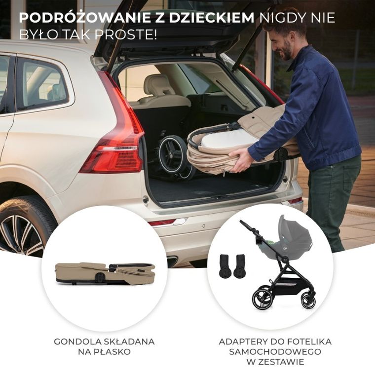 Kinderkraft, Yoxi, wózek wielofunkcyjny 2w1, Sand Beige