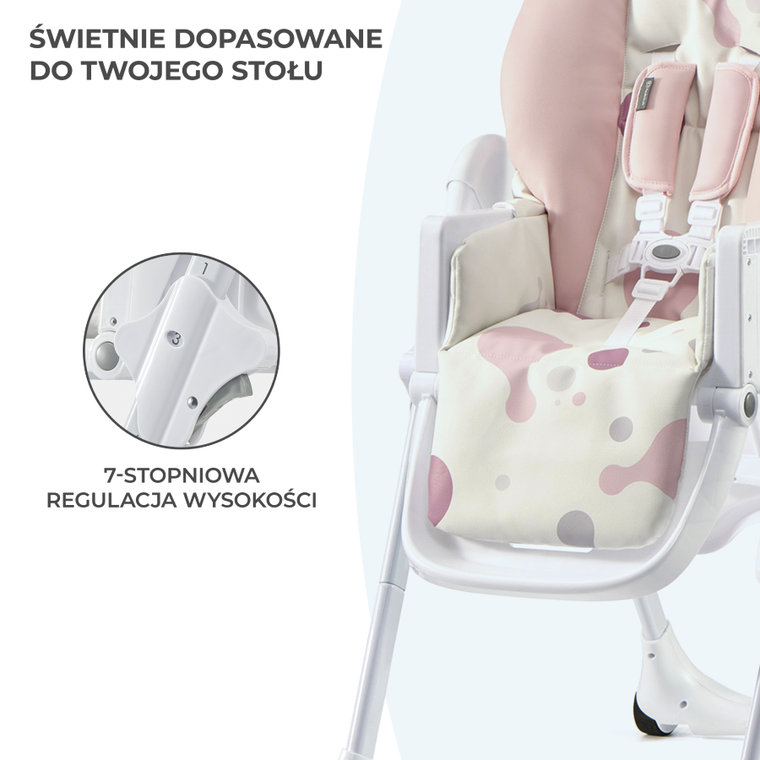Kinderkraft, Yummy, krzesełko do karmienia, różowe