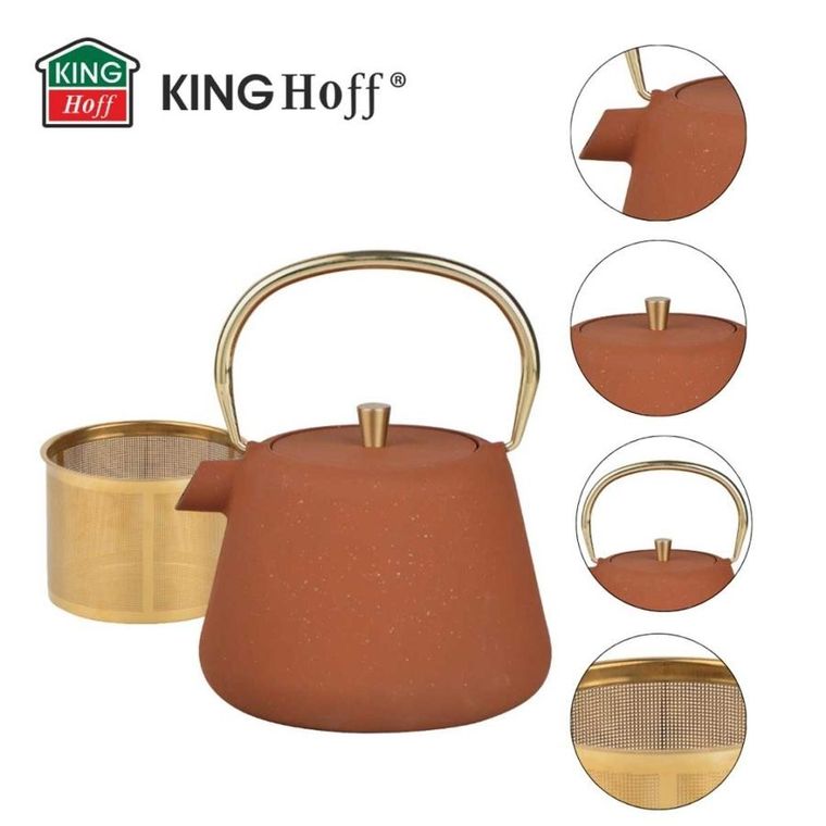 Kinghoff, zaparzacz żeliwny imbryk z filtrem, 1l