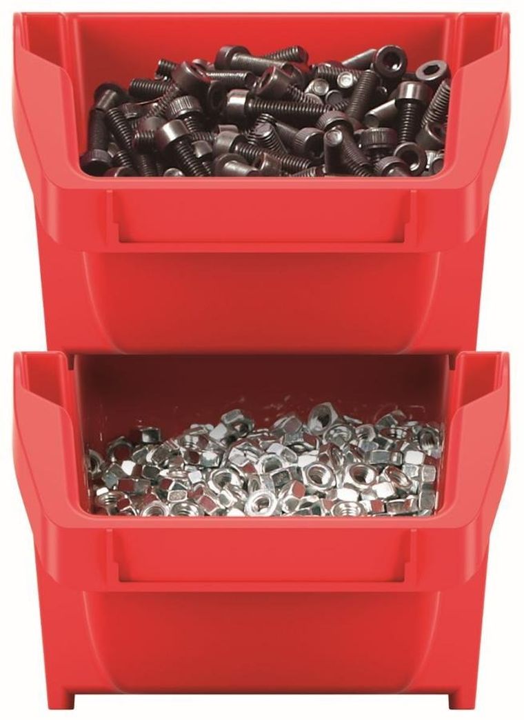 Kistenberg, zestaw pojemników warsztatowych, Bineer short, 10 szt., czerwony