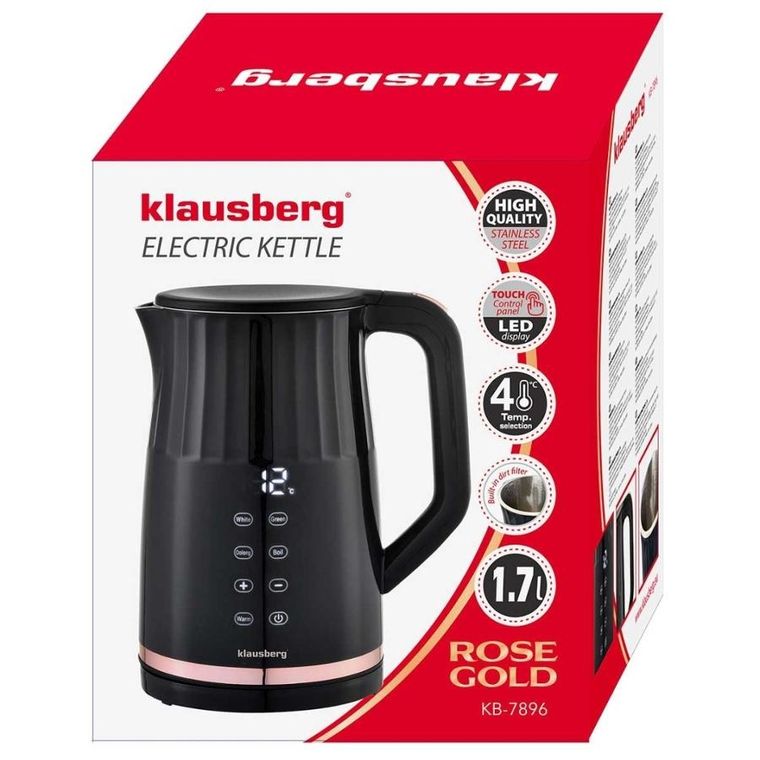 Klausberg, czajnik elektryczny LED z regulacją temperatury, 1,7l