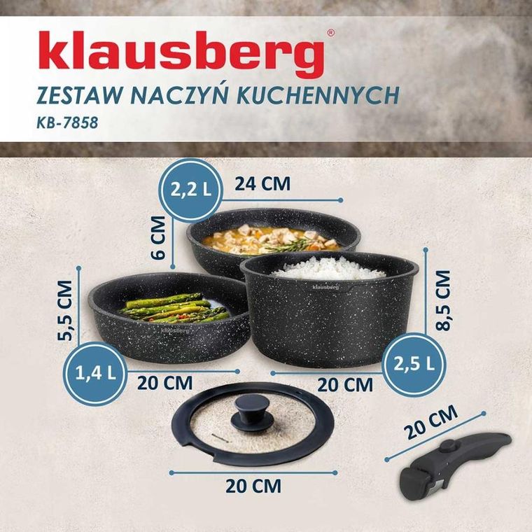 Klausberg, zestaw garnków marmurkowych, 5 elementów