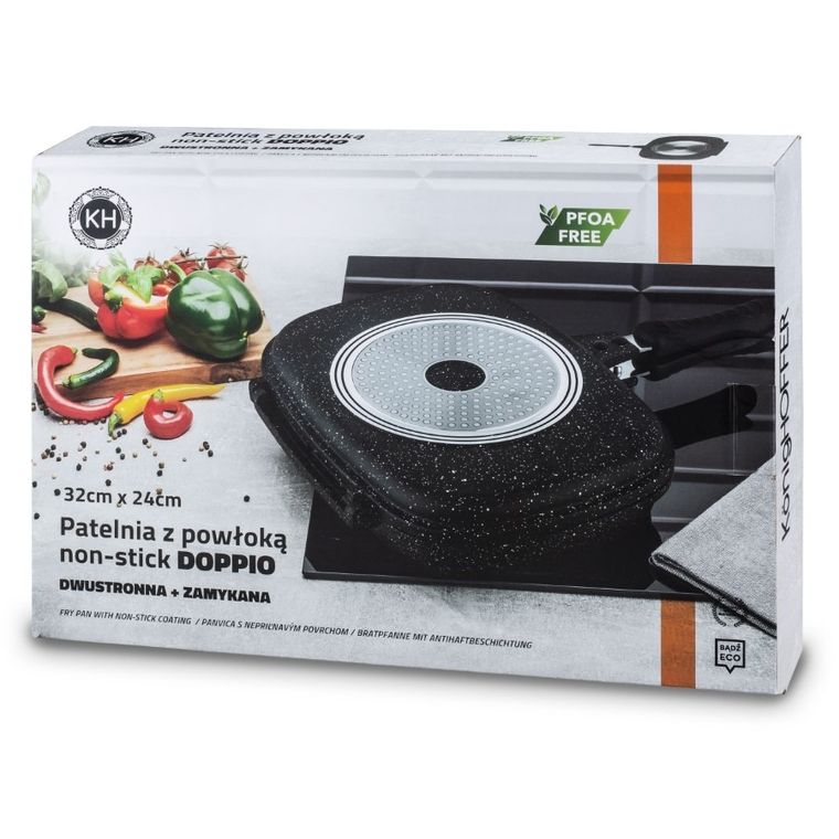 Könighoffer, Doppio Marble, patelnia grillowa dwustronna, marmurowa, 32-24 cm