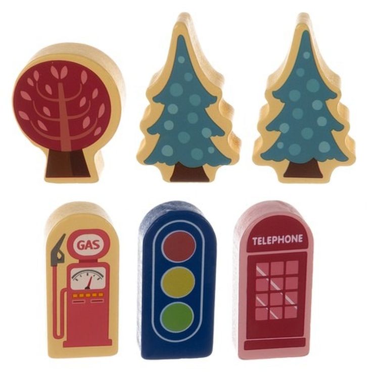 Kruzzel, miasto, klocki drewniane, 100 szt.