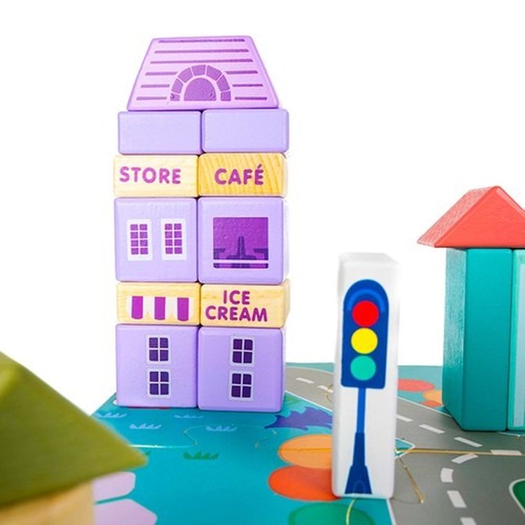 Kruzzel, miasto, klocki drewniane, 115 szt.