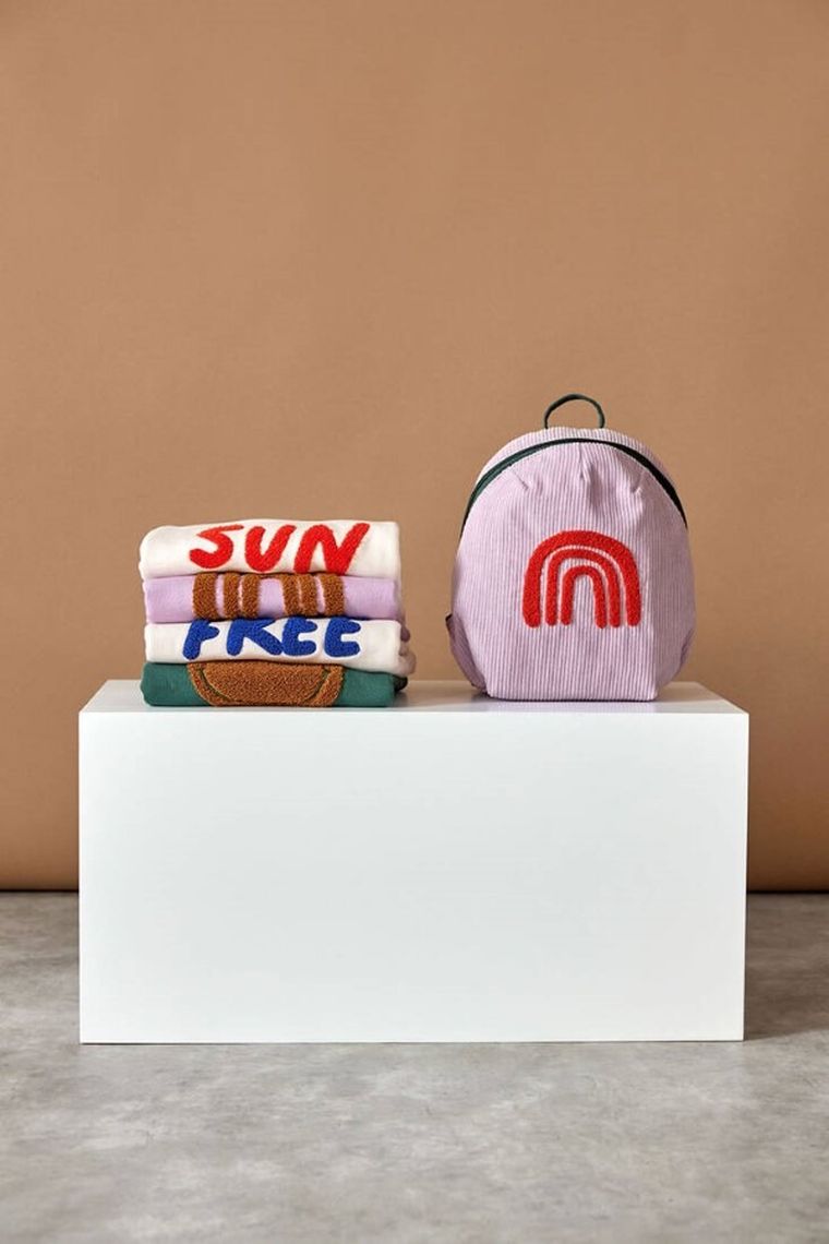 Lassig, Little Gang, Rainbow, plecak dla przedszkolaka, sztruks, lilac