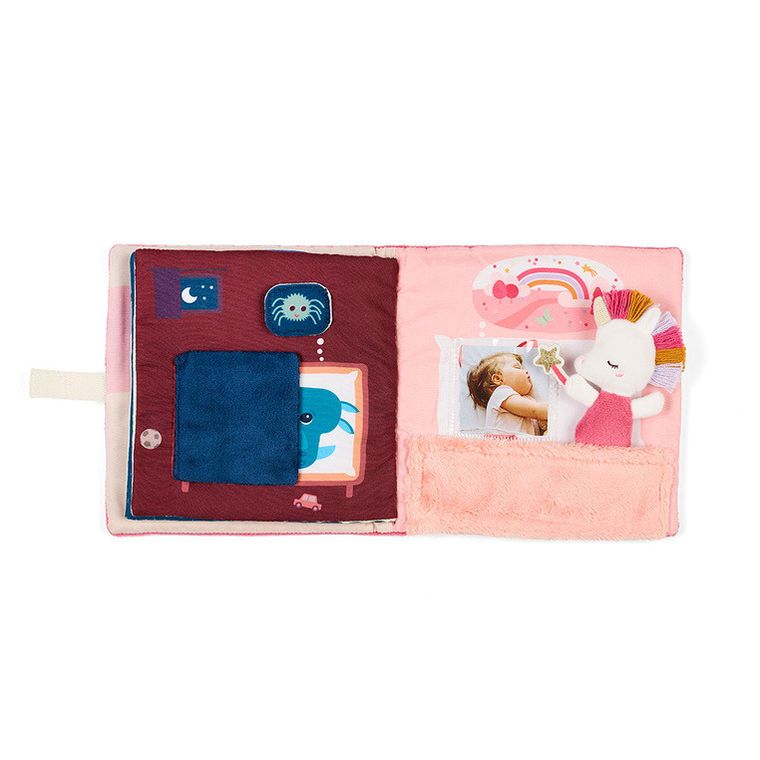 Lilliputiens, Jednorożec Lena, Strażniczka snów, książeczka aktywizująca z mini przytulanką, 18m+