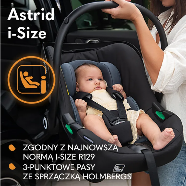 Lionelo, Astrid, I-size, fotelik samochodowy, Black Grey, 40-87 cm