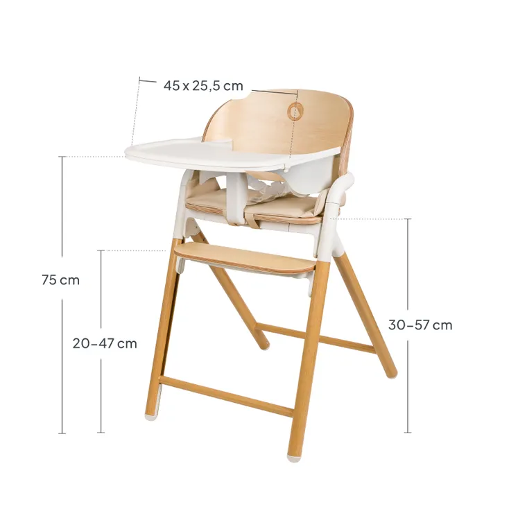 Lionelo, Celia, krzesełko do karmienia, white natural wood