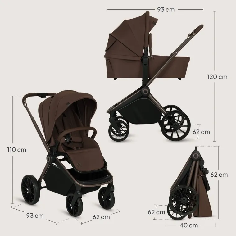 Lionelo, Mika Plus, wózek wielofunkcyjny, 2w1, mocha mousse