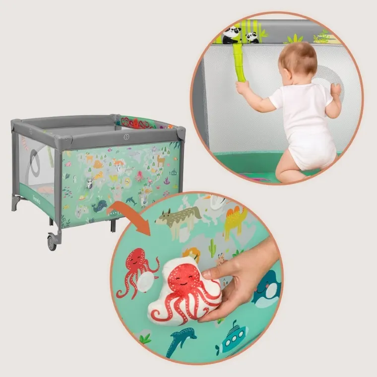 Lionelo, Mille Plus, kojec wielofunkcyjny, grey green