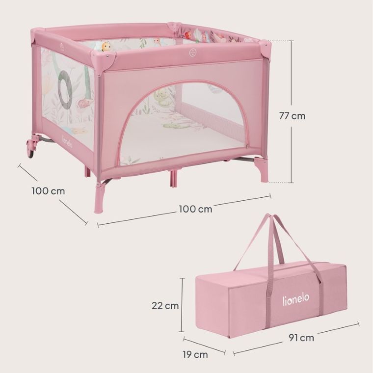 Lionelo, Mille Plus, kojec wielofunkcyjny, pink