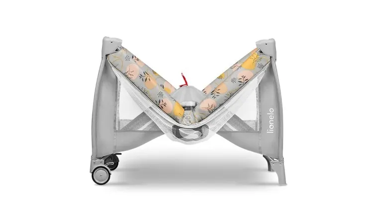 Lionelo, Stefi Plus, łóżeczko turystyczne, dwupoziomowe, składane, Pink Yellow