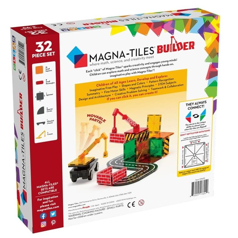 Magna Tiles, Builder, klocki magnetyczne, 32 elementy