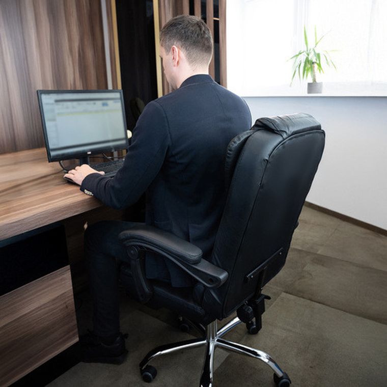 Malatec, fotel biurowy z podnóżkiem, czarny, 26195