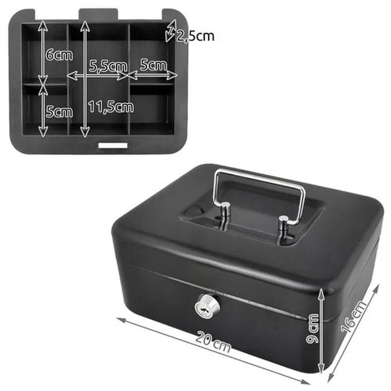 Malatec, kasetka na pieniądze, czarna