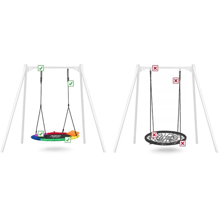 Neo-Sport, Swingo, huśtawka okrągła, bocianie gniazdo, wielokolorowa, 110 cm