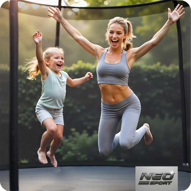 Neo-Sport, trampolina ogrodowa z siatką wewnętrzną i drabinką, 252 cm