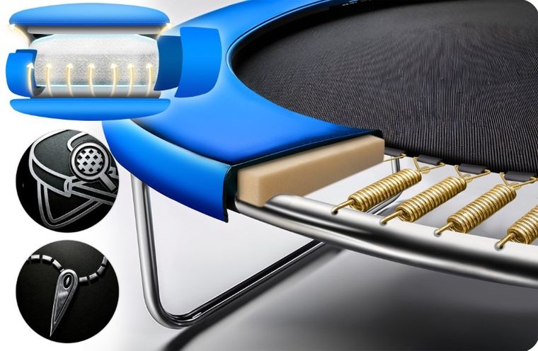 Neo-Sport, trampolina ogrodowa z siatką zewnętrzną i drabinką, 10ft/312 cm