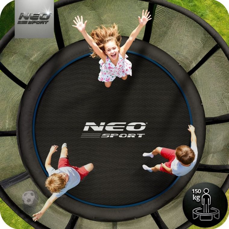 Neo-Sport, trampolina ogrodowa z siatką zewnętrzną i drabinką, 10ft/312 cm