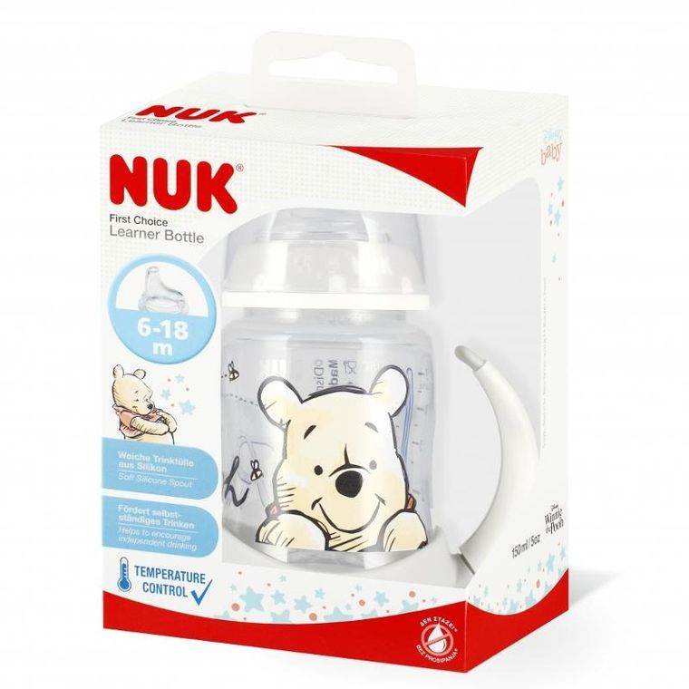 Nuk, Kubuś Puchatek, First, butelka z uchwytem, 6-18m, 150 ml, 1 szt.