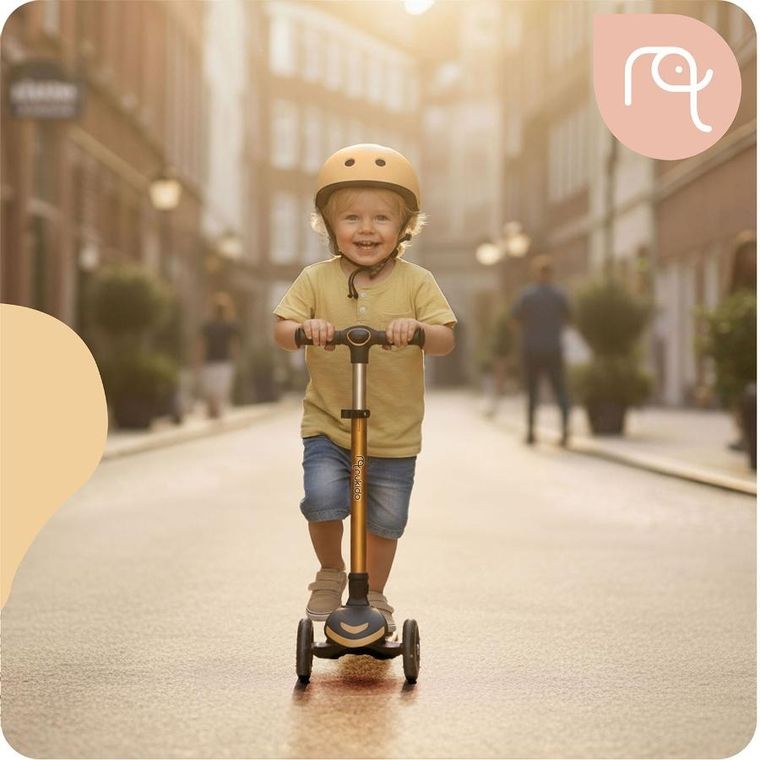 Nukido, Flippo, hulajnoga 3-kołowa, balansowa, z siedziskiem, złota