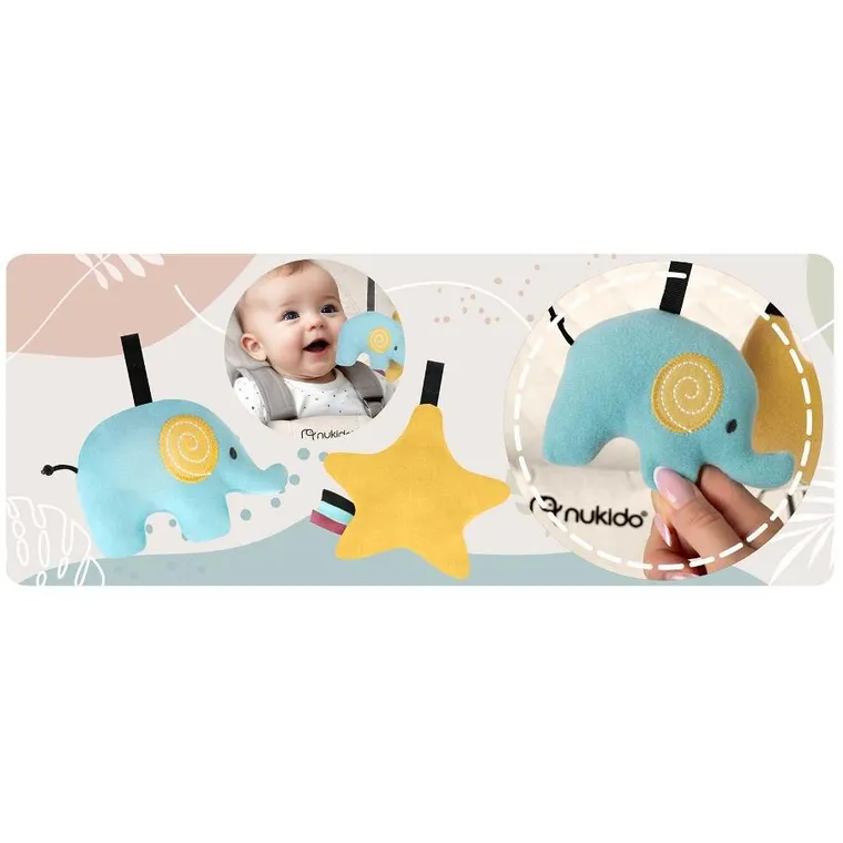 Nukido, leżaczek bujaczek z zabawkami NK-53, szary